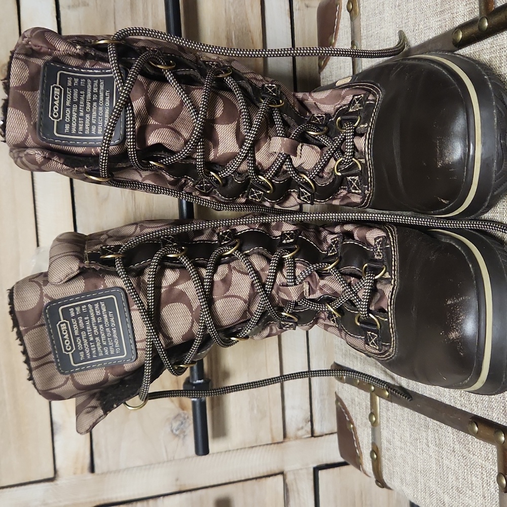 Coach Shaine Signature Nylon All Weather Nylon Mid Calf Boots Women’s 7